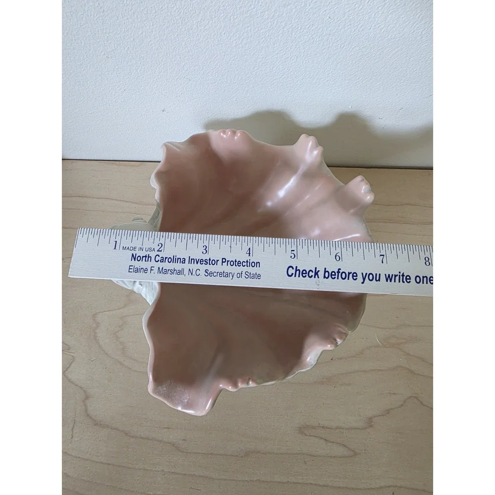 Vintage Fitz and Floyd Coquille Shell Bowl Conch Footed Coastal Pink White 1976